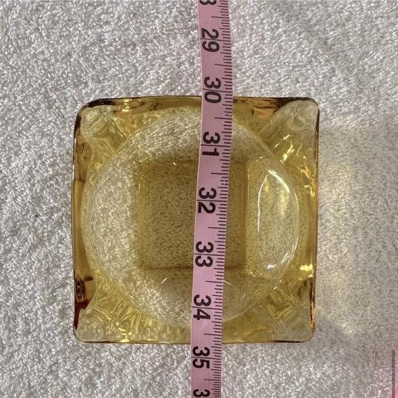 Vintage Amber Glass Square Ashtray Candy Dish Trinket Dish - Picture 9 of 10